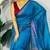 Blue fancy cotton handloom saree with blouse piece for women