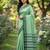 Green fancy cotton handloom saree with blouse piece for women