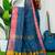 Blue fancy cotton handloom saree with blouse piece for women