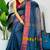 Blue fancy cotton handloom saree with blouse piece for women