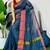 Blue fancy cotton handloom saree with blouse piece for women