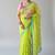 Green fancy cotton handloom saree with blouse piece for women
