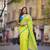 Green fancy cotton handloom saree with blouse piece for women