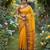 Yellow fancy cotton handloom saree with blouse piece for women
