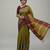 Green fancy cotton handloom saree with blouse piece for women
