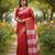 Red fancy cotton handloom saree with blouse piece for women