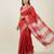 Red fancy cotton handloom saree with blouse piece for women