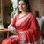 Red fancy cotton handloom saree with blouse piece for women