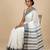 White fancy cotton handloom saree with blouse piece for women