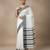 White fancy cotton handloom saree with blouse piece for women