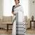 White fancy cotton handloom saree with blouse piece for women