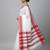 White & red fancy cotton handloom saree with blouse piece for women