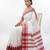White & red fancy cotton handloom saree with blouse piece for women