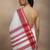 White & red fancy cotton handloom saree with blouse piece for women