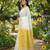 White & yellow fancy cotton handloom saree with blouse piece for women