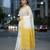 White & yellow fancy cotton handloom saree with blouse piece for women