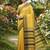 Yellow fancy cotton handloom saree with blouse piece for women