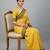 Yellow fancy cotton handloom saree with blouse piece for women