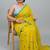 Yellow fancy cotton handloom saree with blouse piece for women