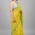Yellow fancy cotton handloom saree with blouse piece for women