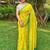 Yellow fancy cotton handloom saree with blouse piece for women