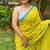 Yellow fancy cotton handloom saree with blouse piece for women