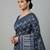 Blue fancy cotton handloom saree with blouse piece for women