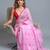 Pink fancy cotton handloom saree with blouse piece for women