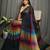 Rainbow fancy cotton handloom saree with blouse piece for women