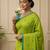 Green fancy cotton handloom saree with blouse piece for women