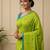 Green fancy cotton handloom saree with blouse piece for women