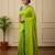 Green fancy cotton handloom saree with blouse piece for women