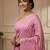 Pink fancy cotton handloom saree with blouse piece for women