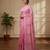 Pink fancy cotton handloom saree with blouse piece for women