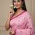 Pink fancy cotton handloom saree with blouse piece for women