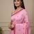 Pink fancy cotton handloom saree with blouse piece for women