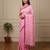 Pink fancy cotton handloom saree with blouse piece for women