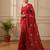 Red fancy cotton handloom saree with blouse piece for women