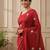 Red fancy cotton handloom saree with blouse piece for women