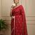 Red fancy cotton handloom saree with blouse piece for women