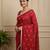 Red fancy cotton handloom saree with blouse piece for women
