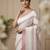 White fancy cotton handloom saree with blouse piece for women