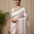 White fancy cotton handloom saree with blouse piece for women
