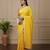 Yellow fancy cotton handloom saree with blouse piece for women