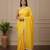 Yellow fancy cotton handloom saree with blouse piece for women