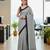 Grey fancy cotton handloom saree with blouse piece for women