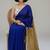 Blue & golden fancy cotton handloom saree with blouse piece for women