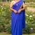 Blue fancy cotton handloom saree with blouse piece for women