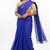 Blue fancy cotton handloom saree with blouse piece for women