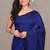 Blue fancy cotton handloom saree with blouse piece for women